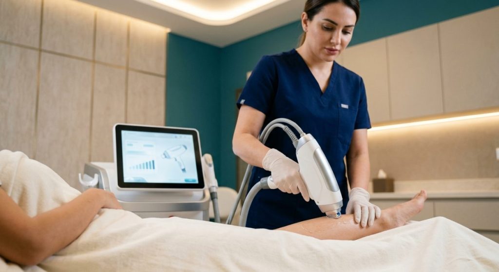 Advanced laser hair removal device in a professional clinical treatment room